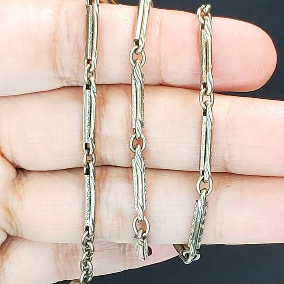 Victorian Simmons Gold Filled Watch Chain Choker Necklace 14.5" Art Deco Signed - Picture 5 of 6
